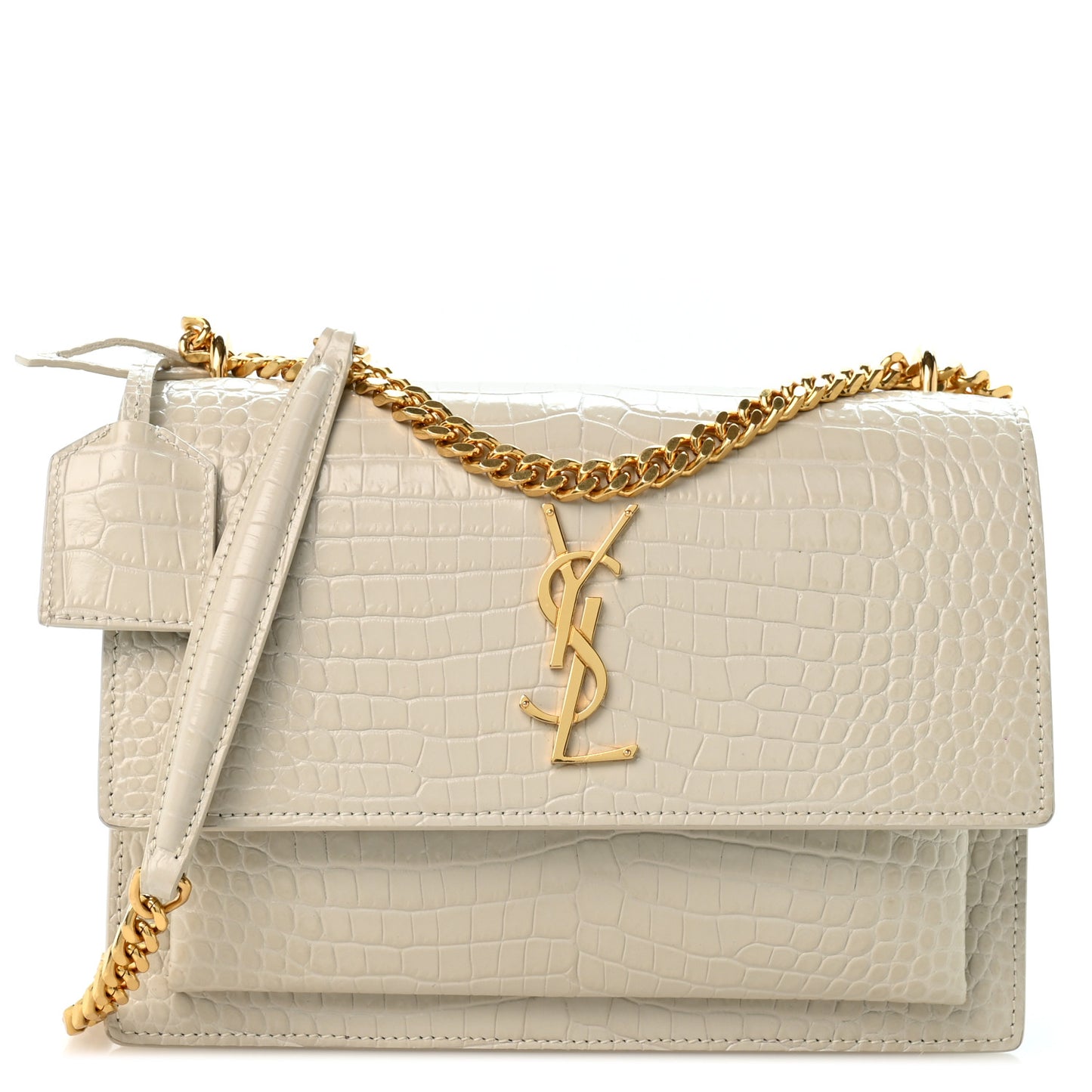 Calfskin Crocodile Embossed Medium Monogram Sunset Blanc Vintage