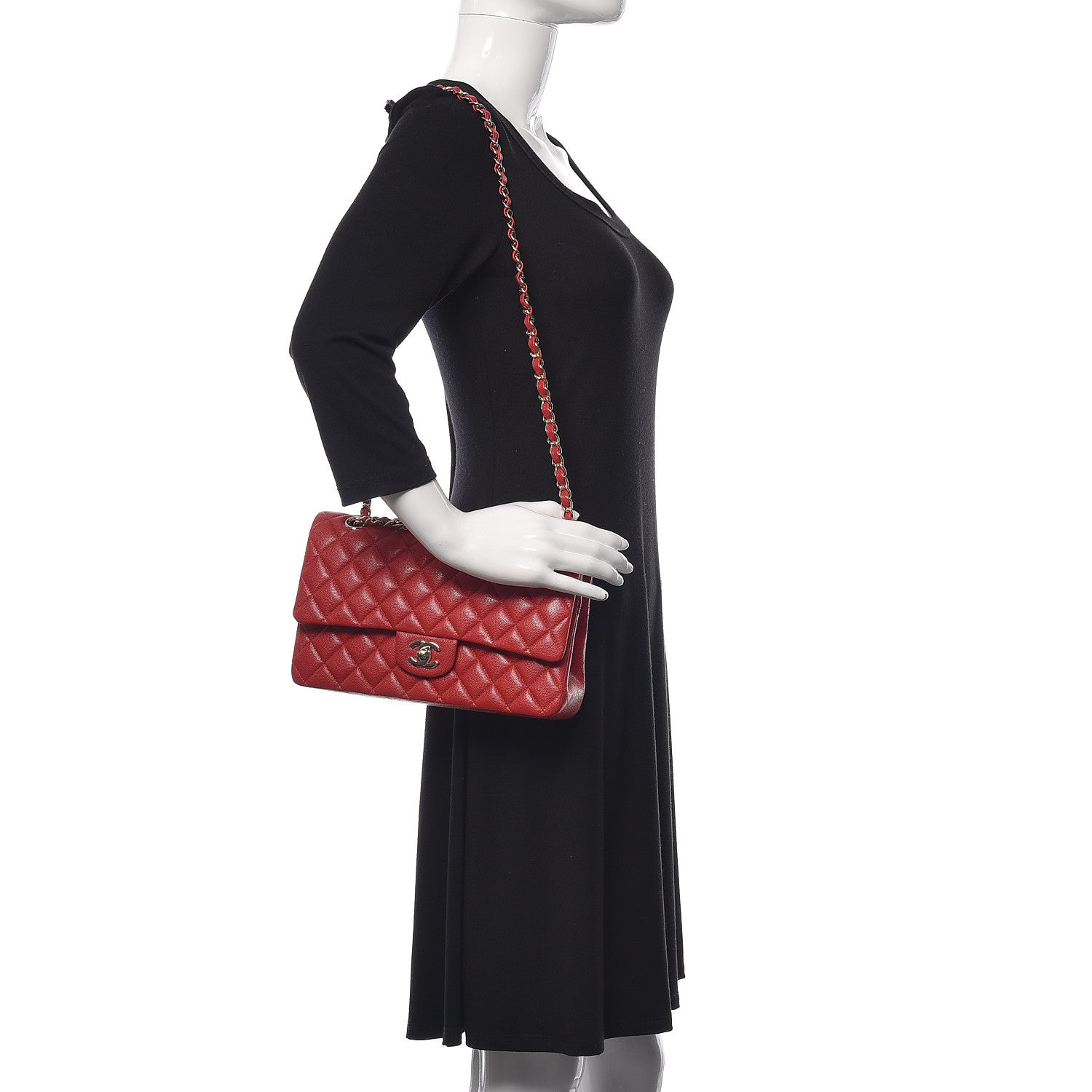 Chanel Caviar Quilted Medium Double Flap Red 3 of 11