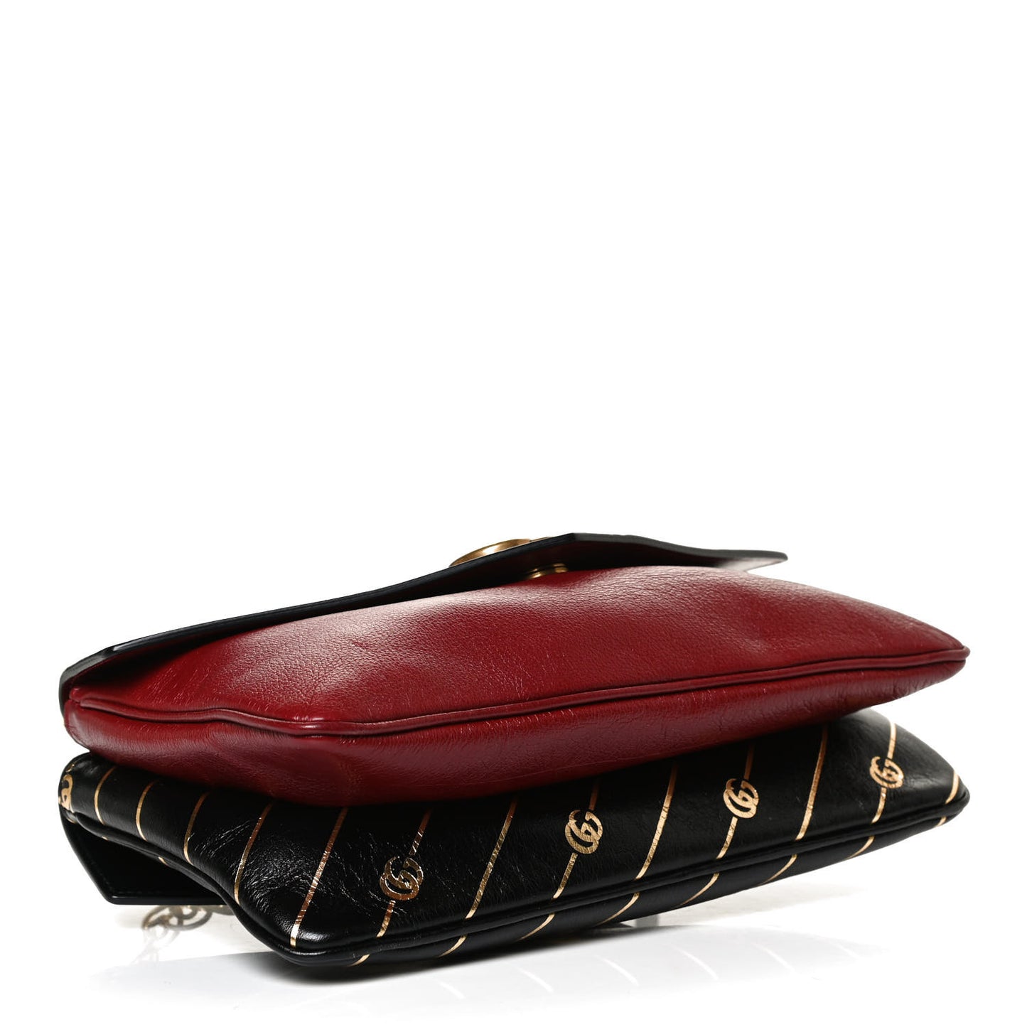Calfskin Diagonal GG Medium Thiara Double Envelope Shoulder Bag Black Red