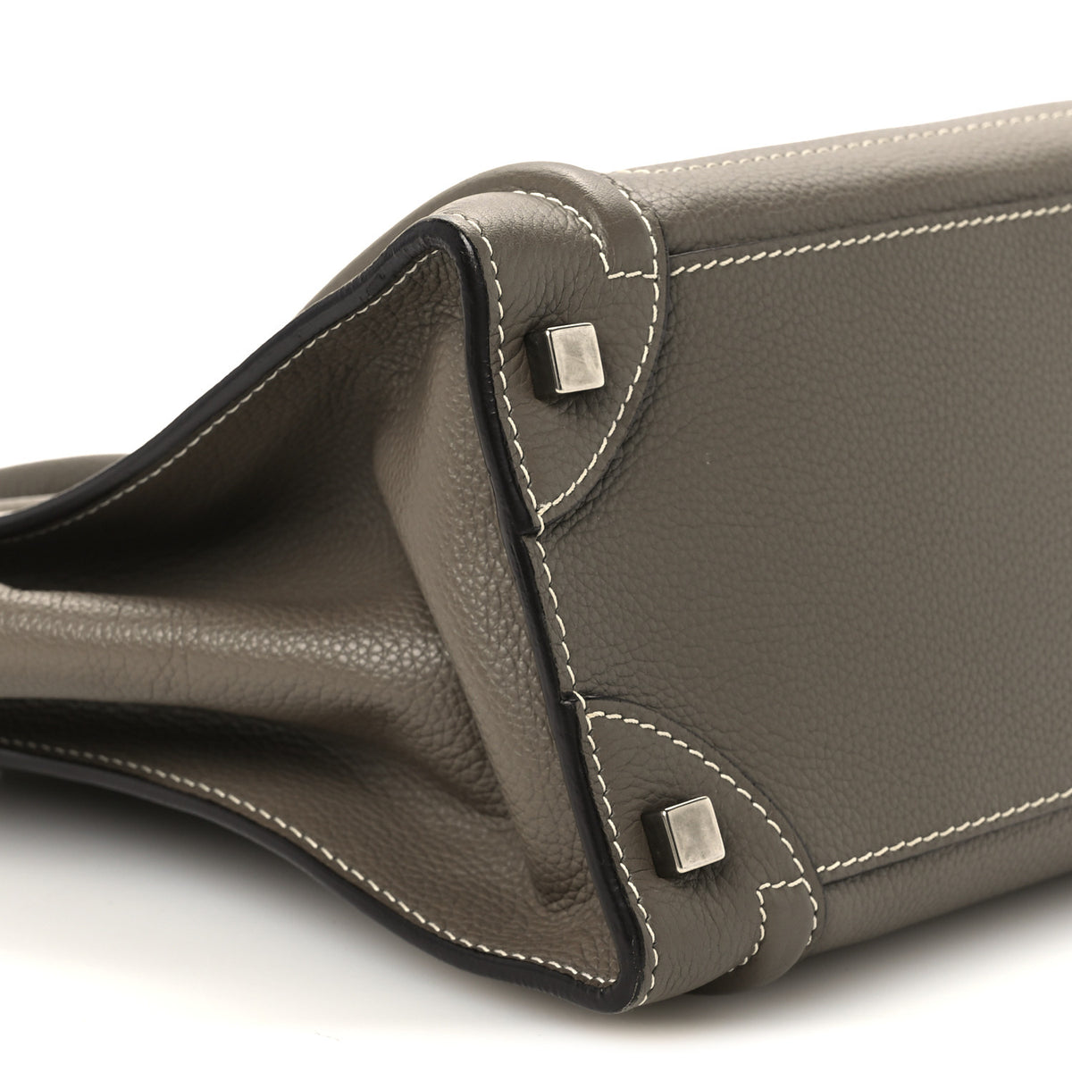 Celine Drummed Calfskin Micro Luggage Souris 9 of 10