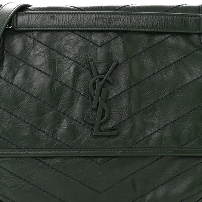 Saint Laurent Crinkled Calfskin Matelasse Monogram Medium Niki Chain Satchel Military Olive 8 of 10
