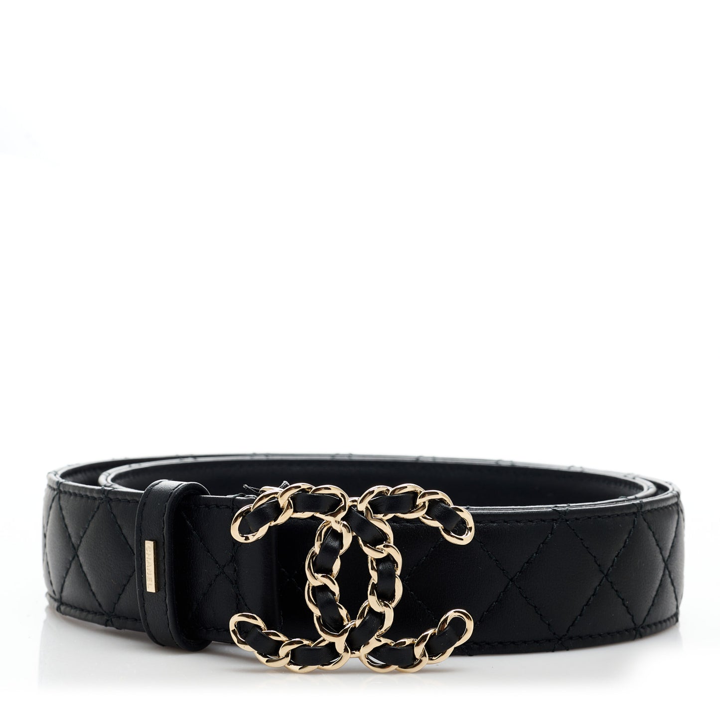 Calfskin Quilted CC Chain Belt 85 34 Black
