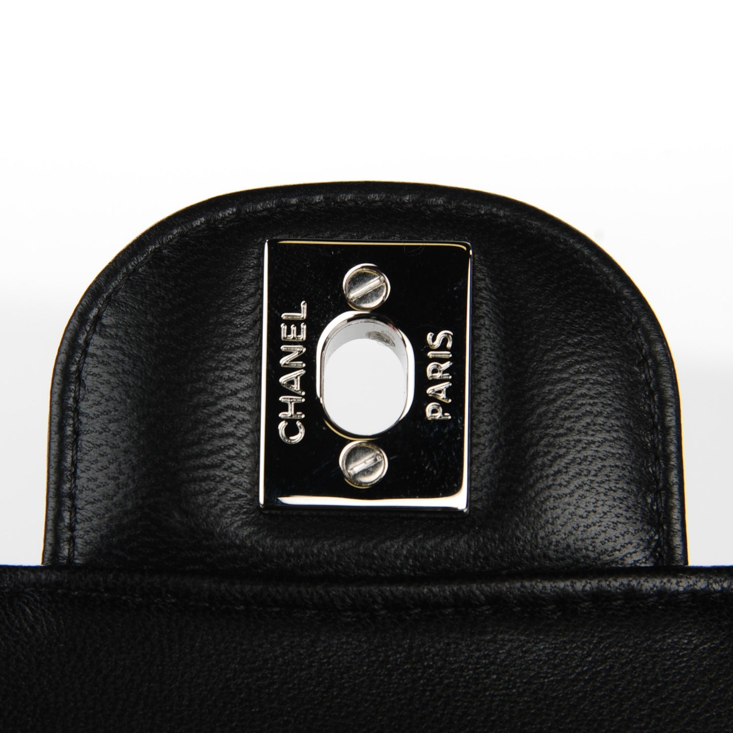 Lambskin Chevron Quilted Mini Square Flap Black