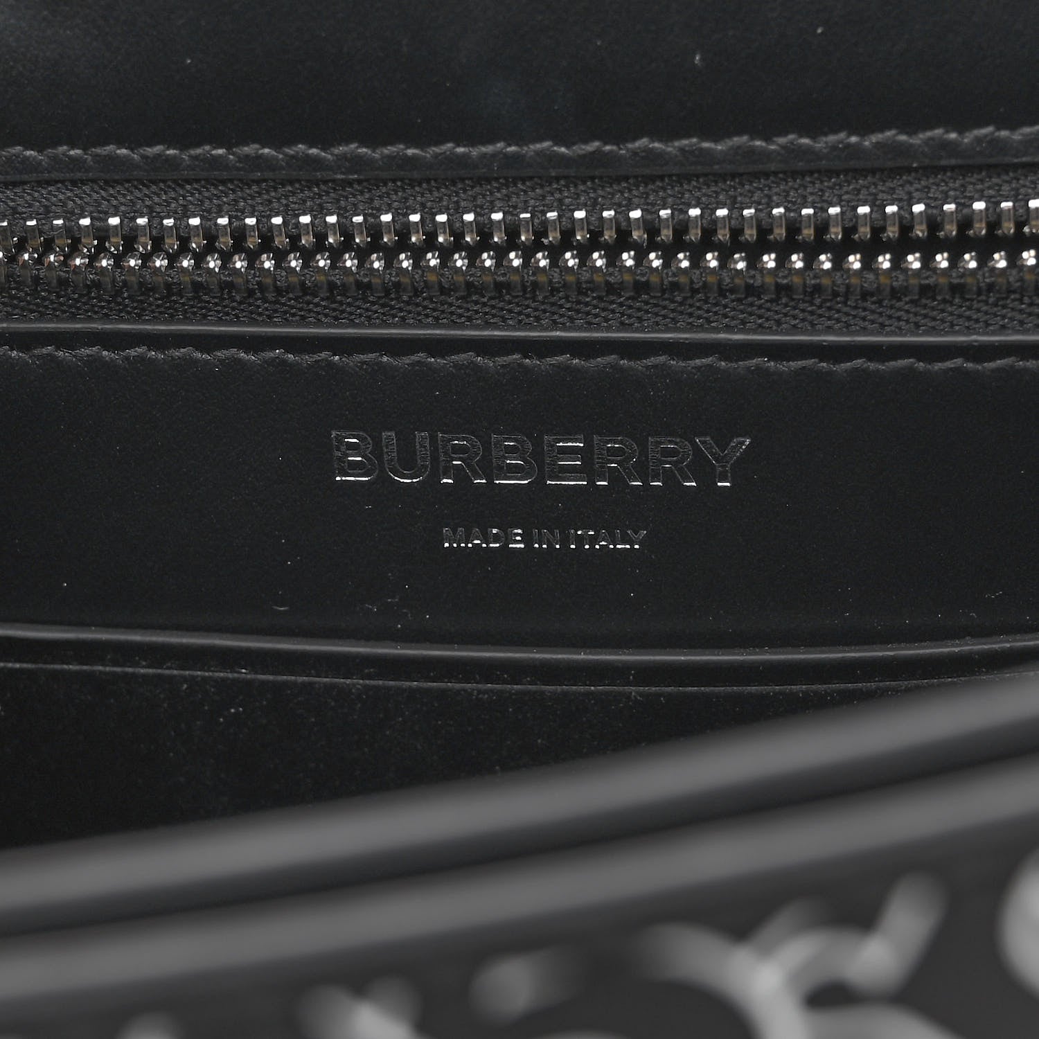 Burberry Calfskin Monogram TB Print Messenger Bag Black White 6 of 9