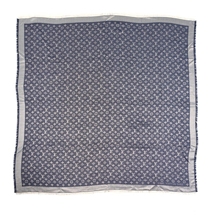 Louis Vuitton Silk Wool Monogram Denim Shawl Blue 1 of 3