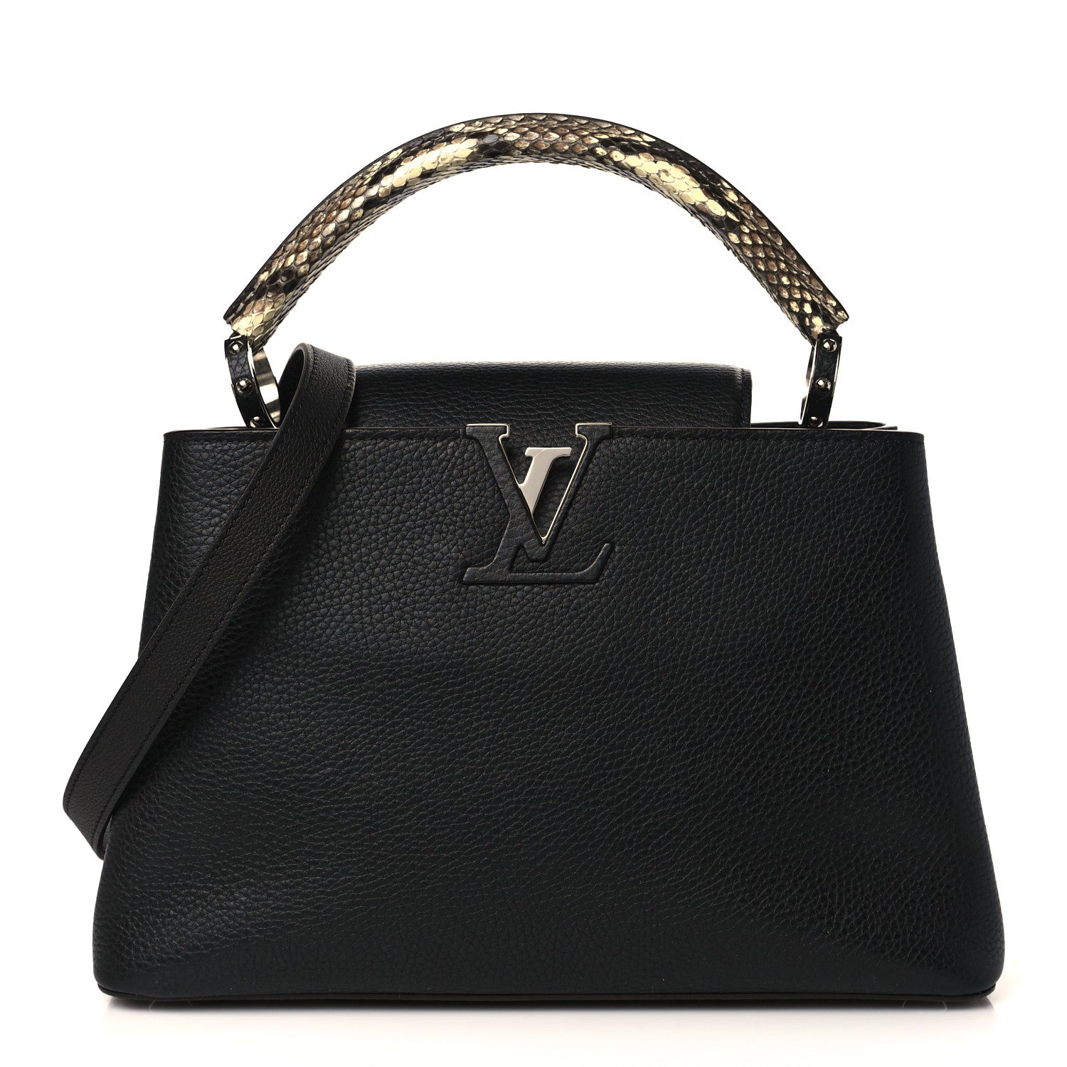Louis Vuitton Taurillon Snakeskin Capucines MM Black 1 of 7