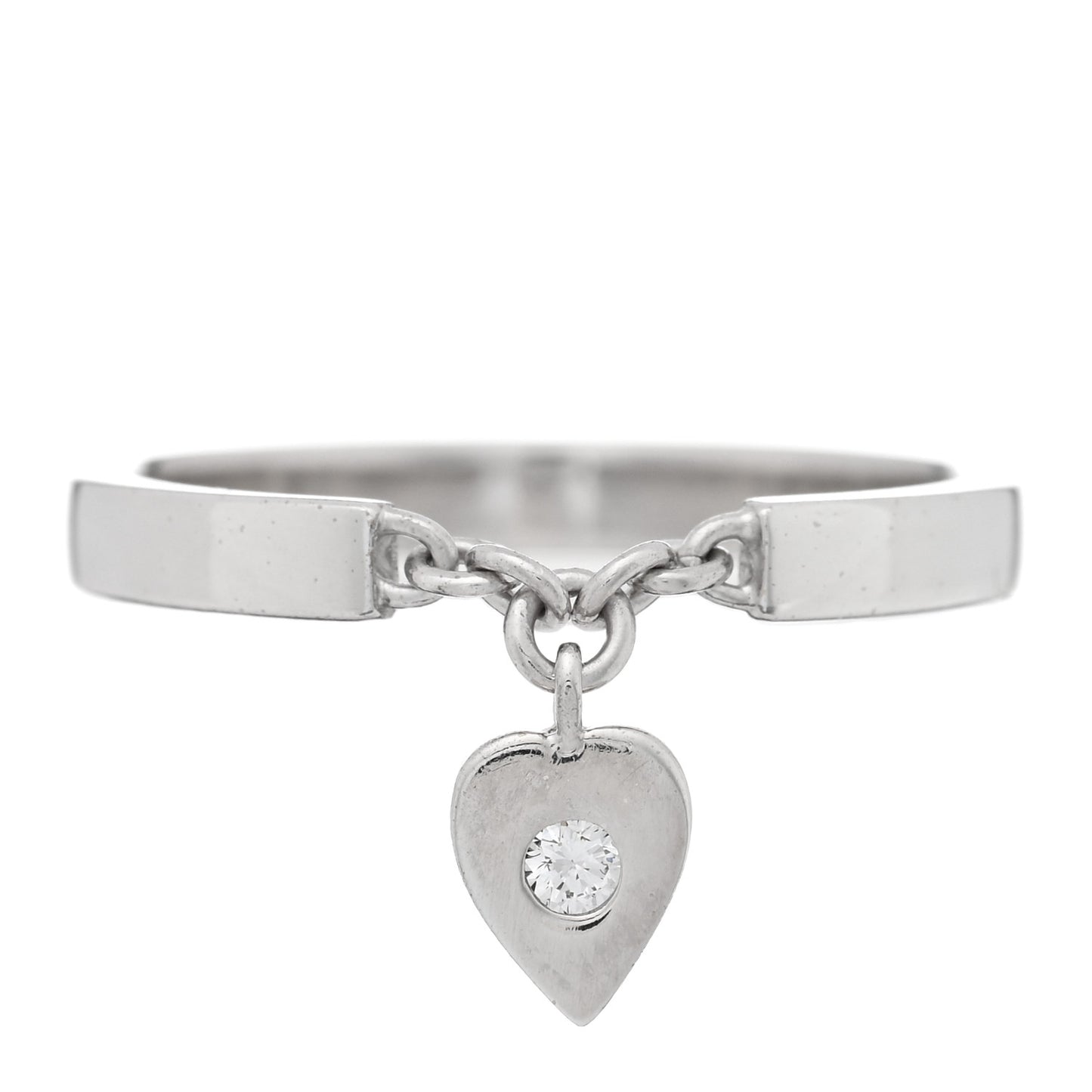 18K White Gold Diamond Mon Amour Heart Charm Ring 57 8