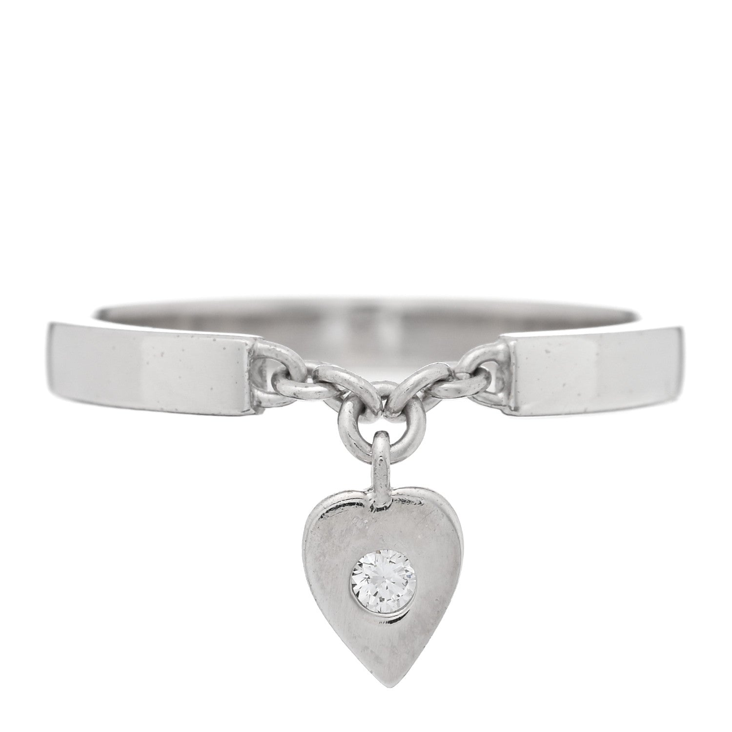 Cartier 18K White Gold Diamond Mon Amour Heart Charm Ring 57 8 1 of 4