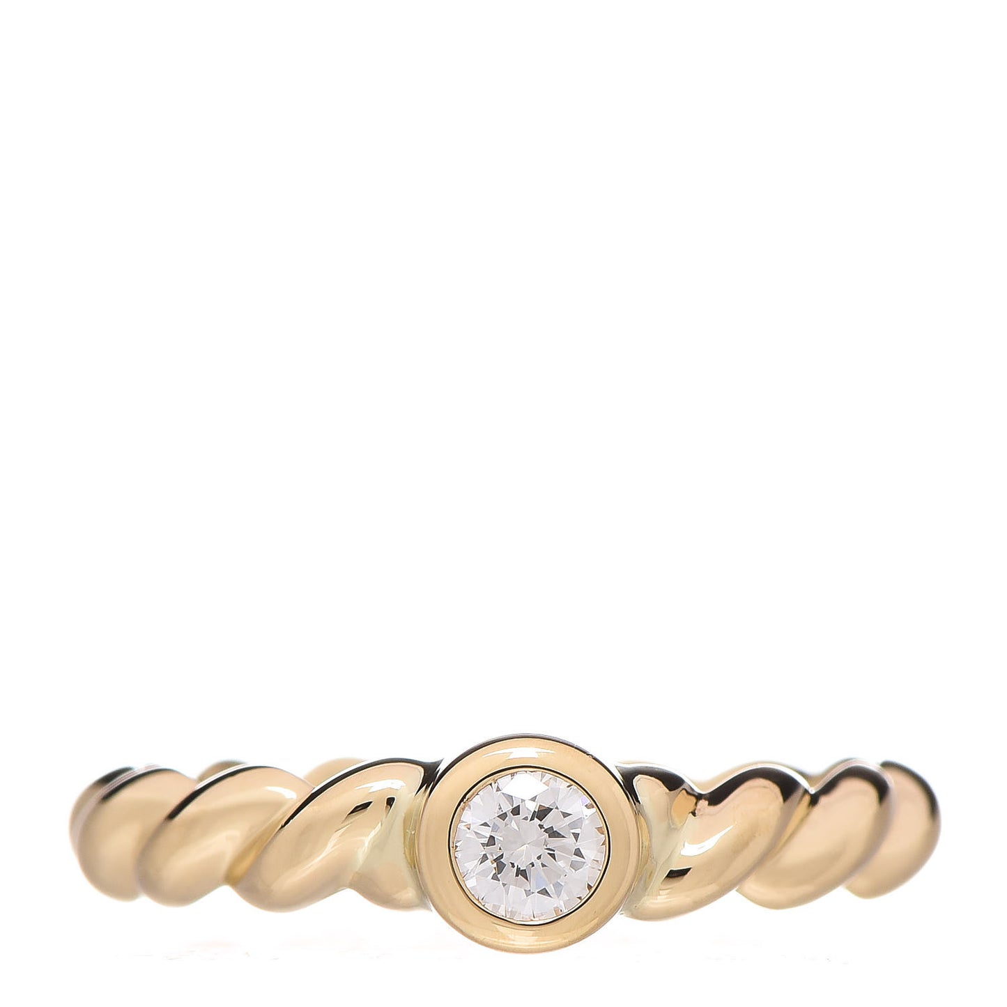 18K Yellow Gold Diamond Twist Solitaire Ring 46 3.75