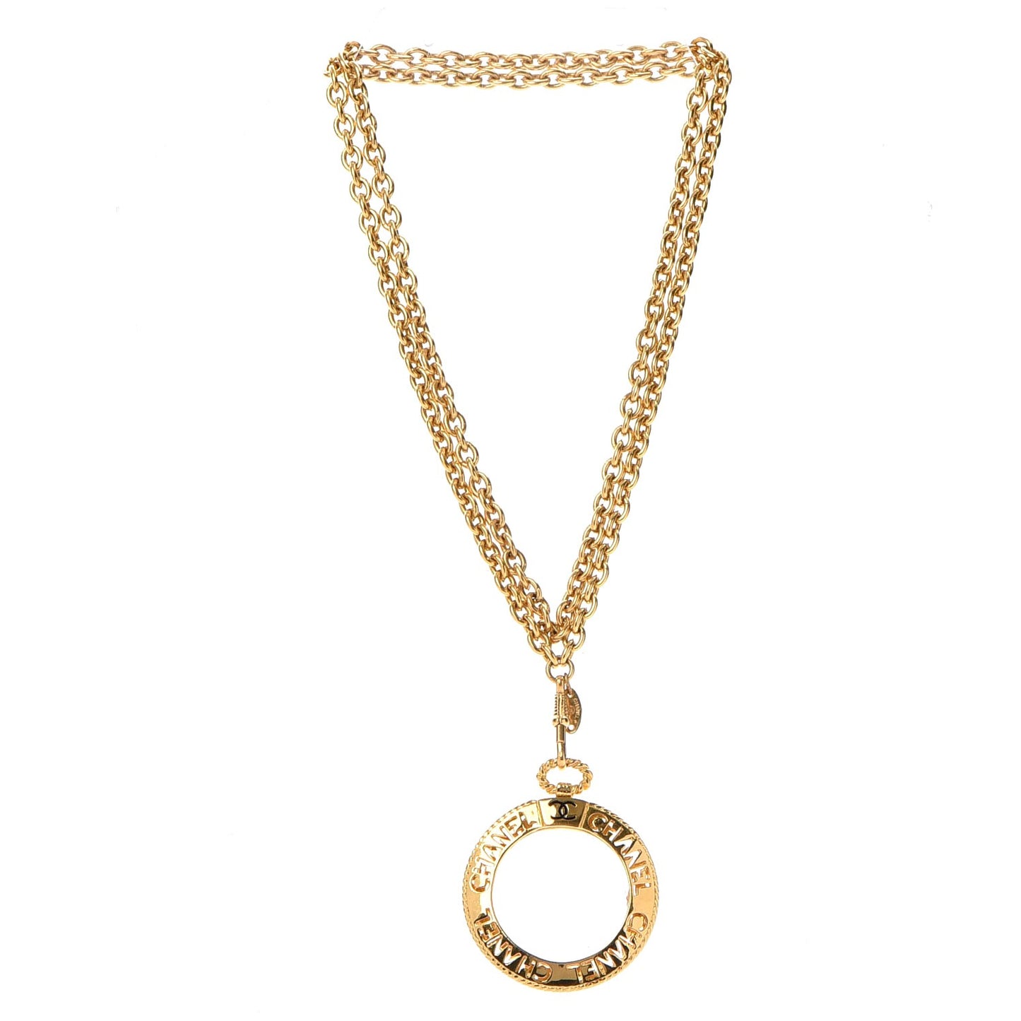 Pearl Loupe Magnifying Glass Necklace Gold