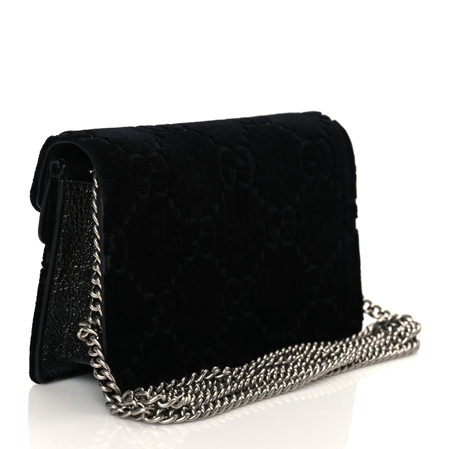 Velvet GG Monogram Super Mini Dionysus Shoulder Bag Black