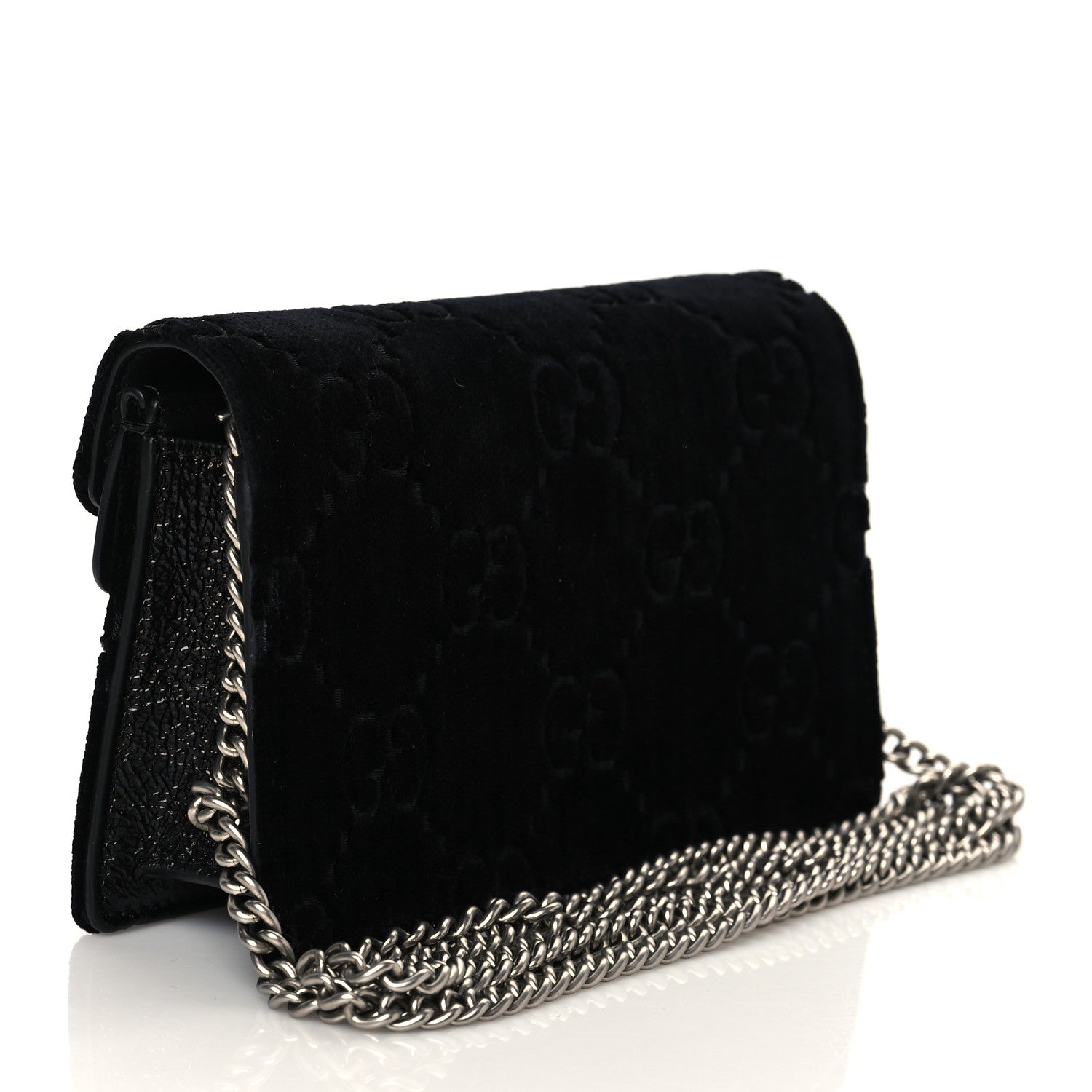 Gucci Velvet GG Monogram Super Mini Dionysus Shoulder Bag Black 3 of 9