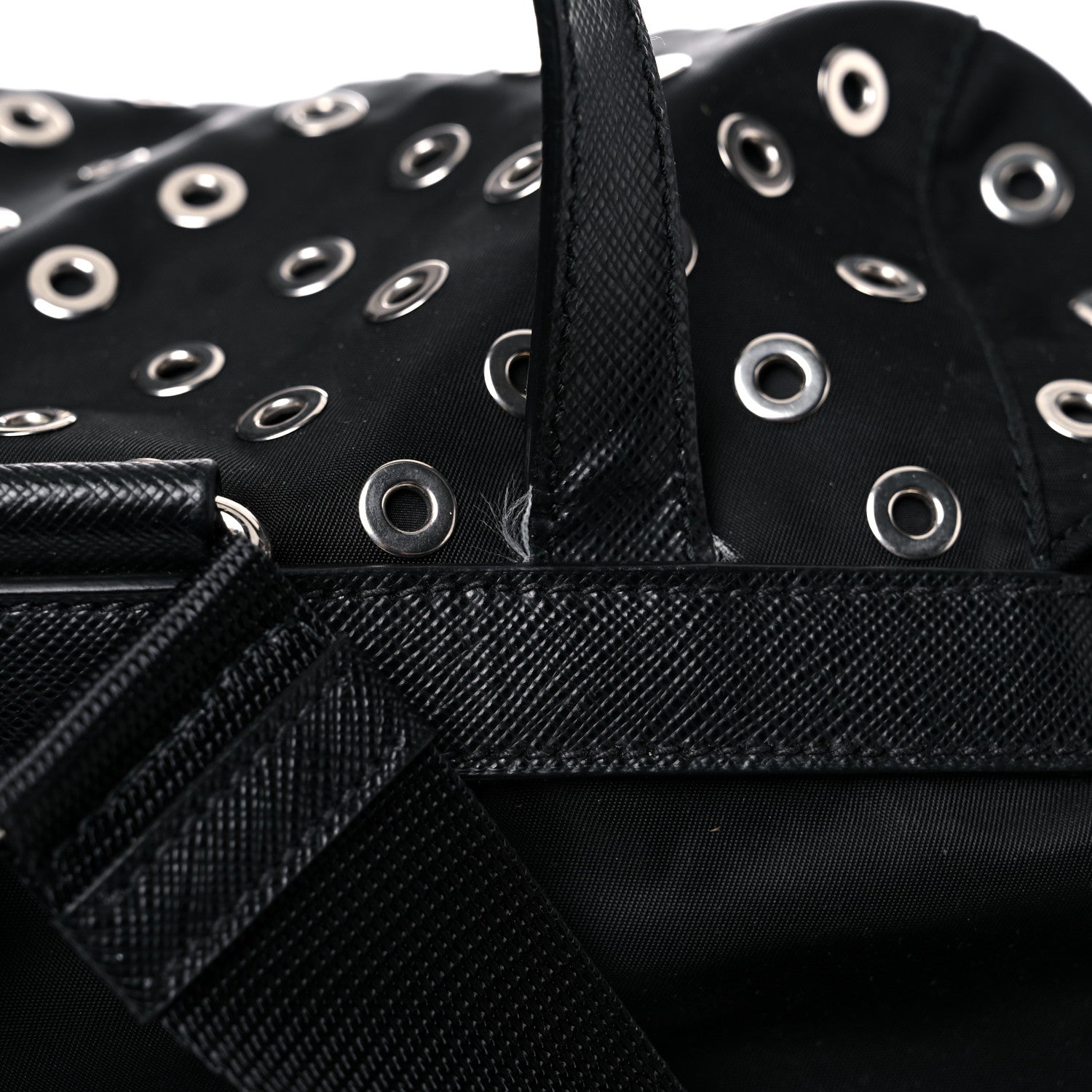 Prada Tessuto Nylon Grommet Backpack Black 15 of 21