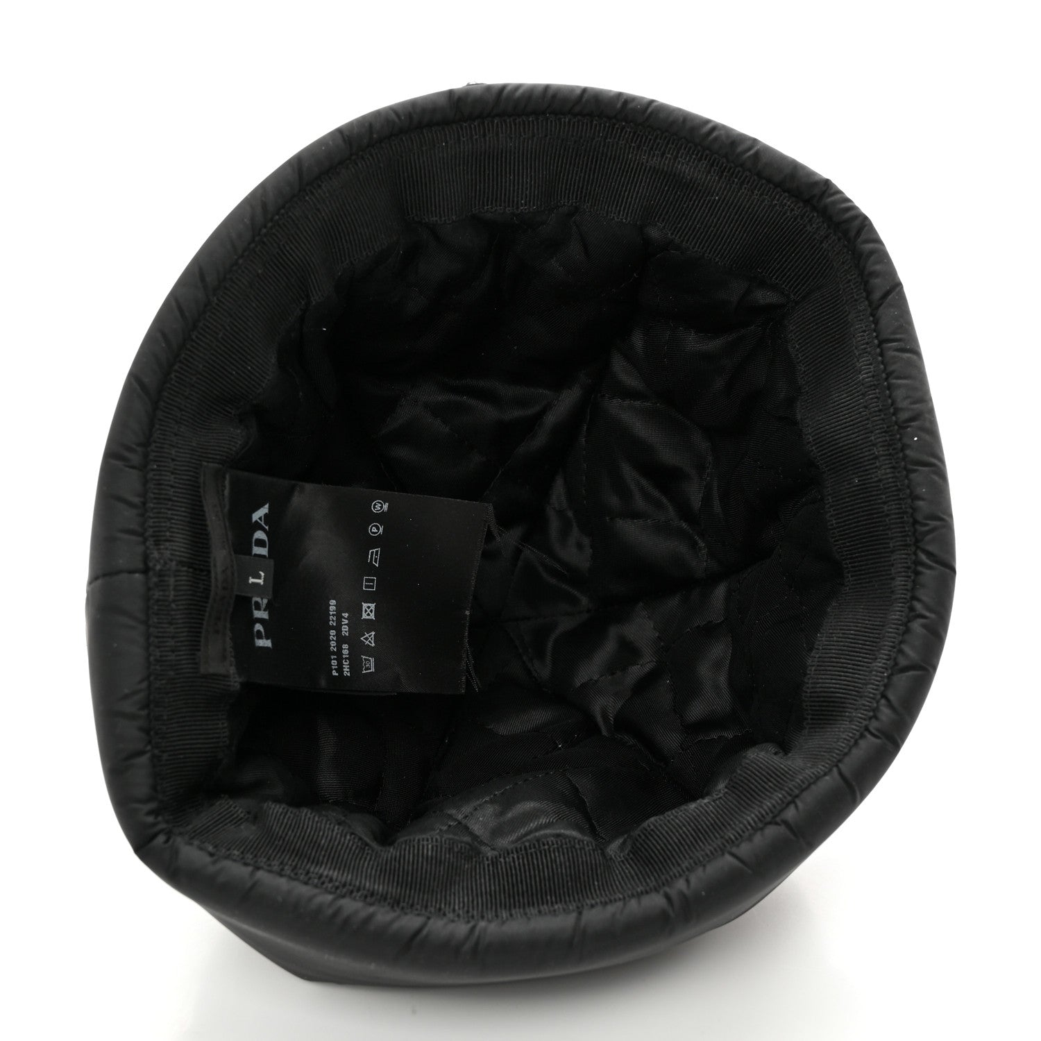 Prada Re-Nylon Padded Metal Triangle Logo Mens Beanie L Black 7 of 9