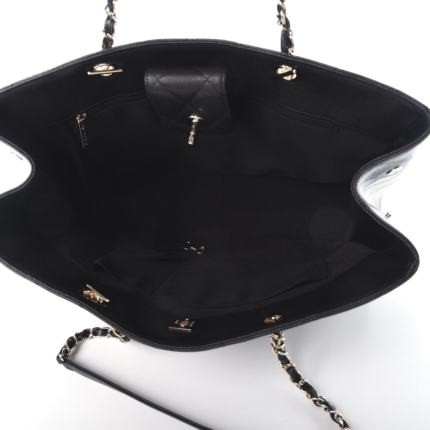 Caviar Quilted Large Shopping Tote Black