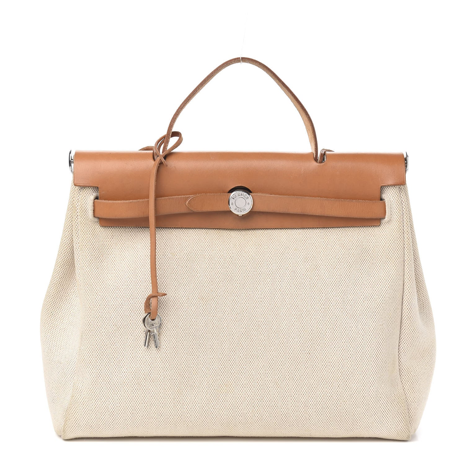 Hermes Toile Vache Calfskin Herbag 30 PM Natural 1 of 10