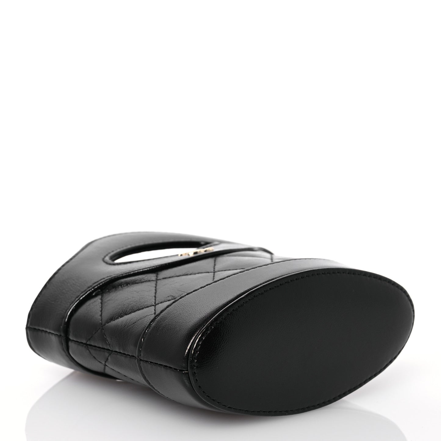 Shiny Lambskin Quilted 31 Nano Clutch With Chain Black