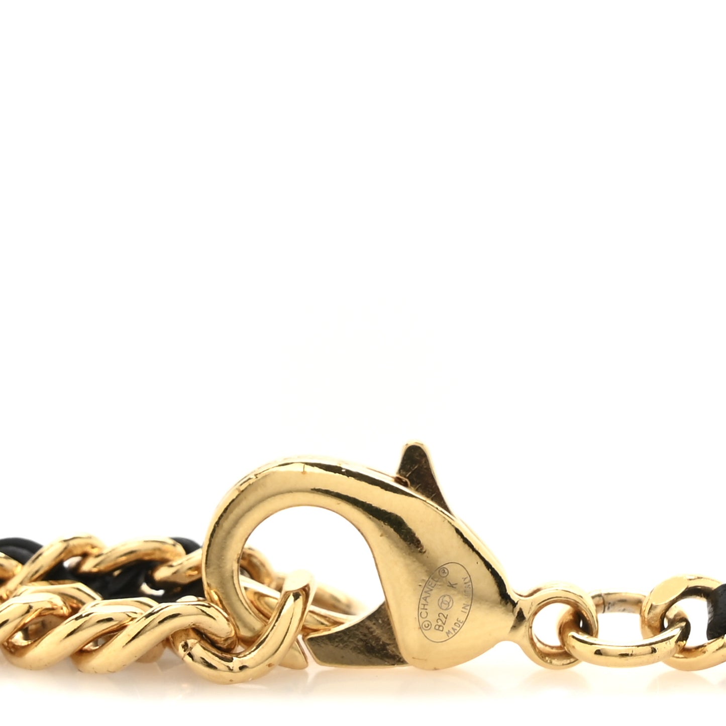 Lambskin Crystal Charm Chain CC Belt Black Gold