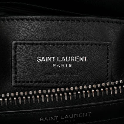 Saint Laurent Suede Matelasse Chevron Fringe Monogram Medium College Bag Black 6 of 11