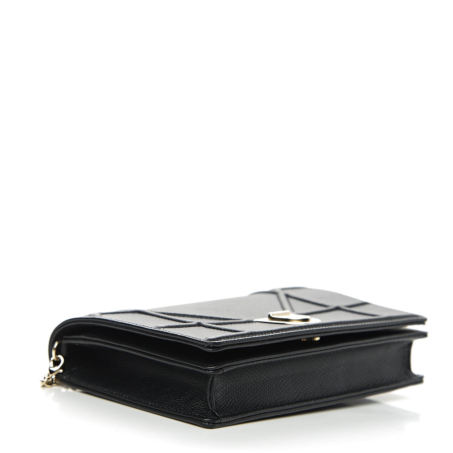 Christian Dior Grained Calfskin Diorama Wallet on Chain Pouch Black 3 of 8