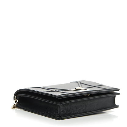 Christian Dior Grained Calfskin Diorama Wallet on Chain Pouch Black 3 of 8