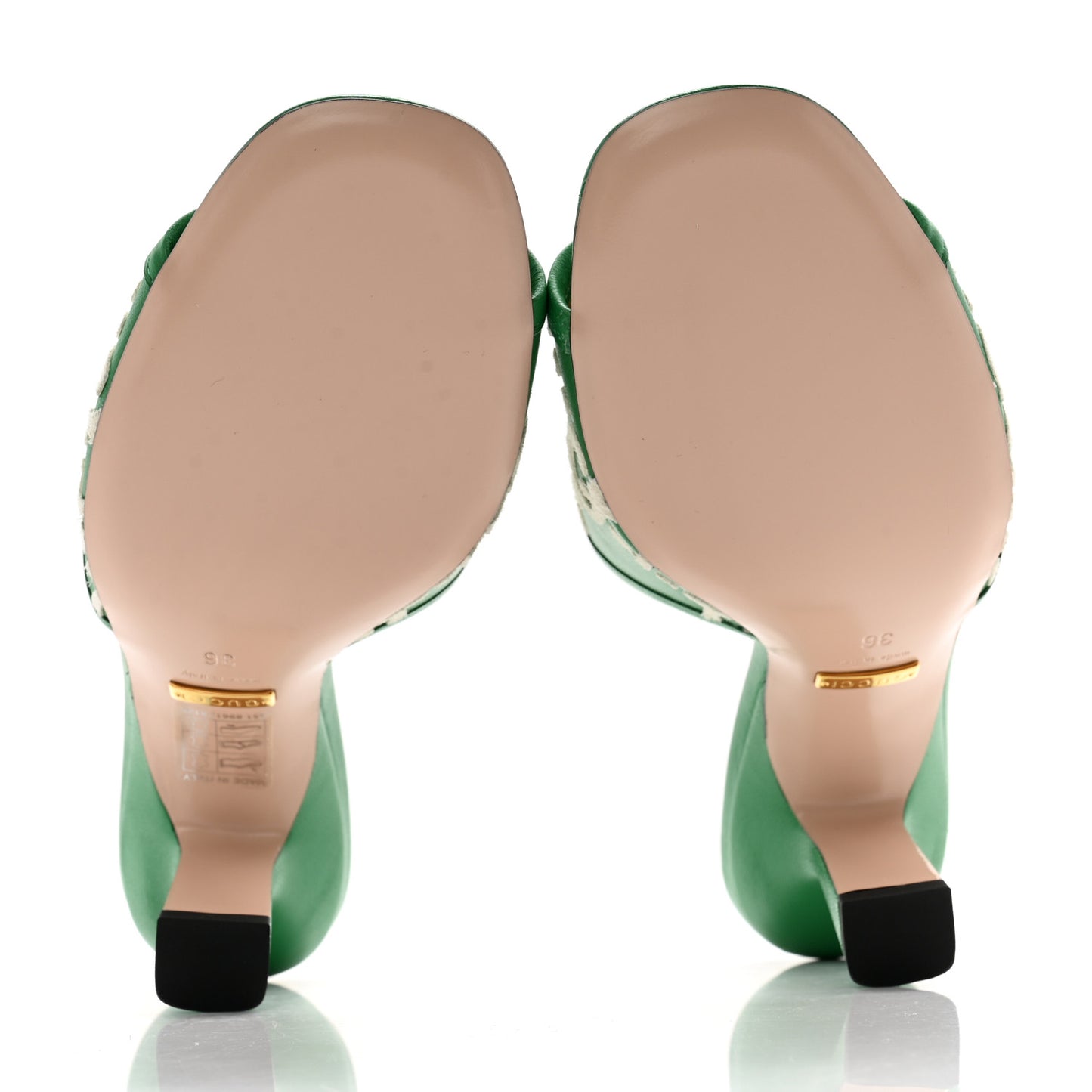X ADIDAS Nappa Charlotte Suede Monogram Jumbo GG Trefoil 75mm Slide Sandals 36 New Shamarock Ivoire