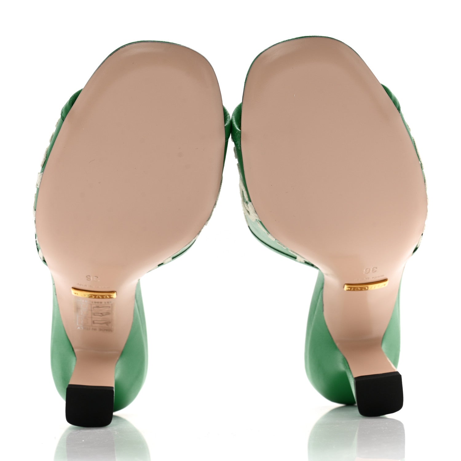 Gucci X ADIDAS Nappa Charlotte Suede Monogram Jumbo GG Trefoil 75mm Slide Sandals 36 New Shamarock Ivoire 5 of 10
