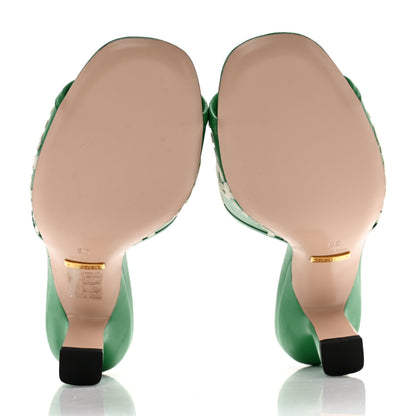 Gucci X ADIDAS Nappa Charlotte Suede Monogram Jumbo GG Trefoil 75mm Slide Sandals 36 New Shamarock Ivoire 5 of 10