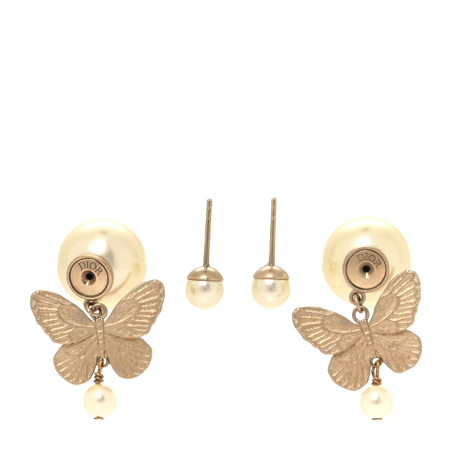 Pearl Butterfly Tribal Earrings Gold