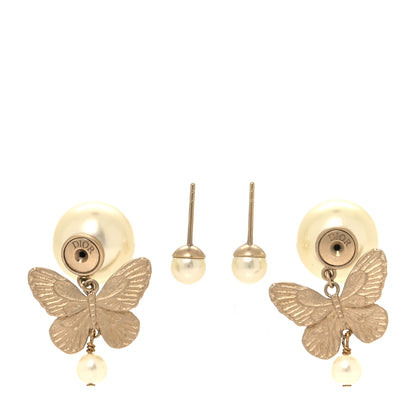 Christian Dior Pearl Butterfly Tribal Earrings Gold 3 of 4