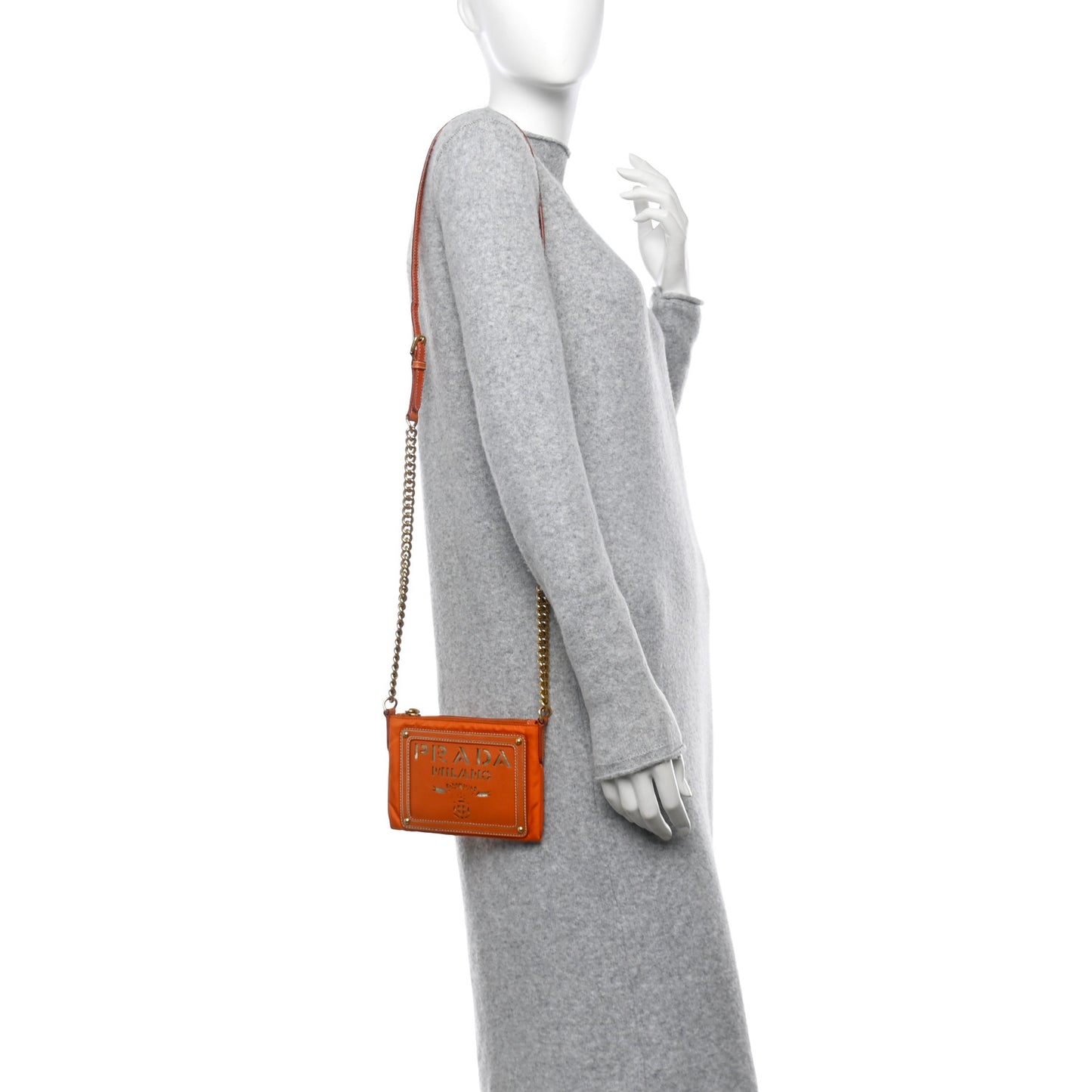 Tessuto Nylon Saffiano Logo Crossbody Bag Orange
