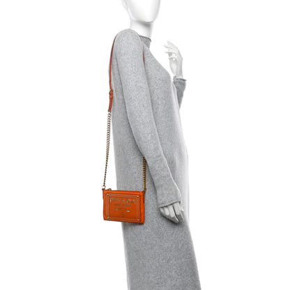 Prada Tessuto Nylon Saffiano Logo Crossbody Bag Orange 2 of 14