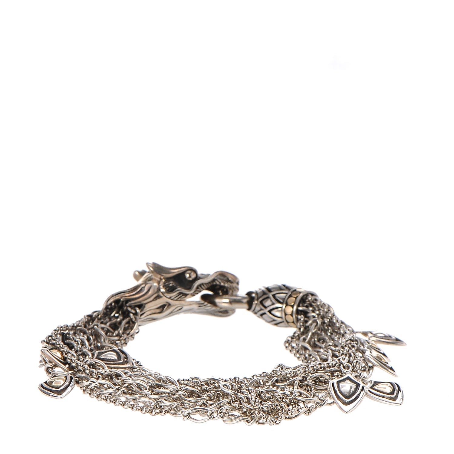 John Hardy Sterling Silver 18K Yellow Gold Naga Dragon Multi Strand Chain Bracelet 3 of 5