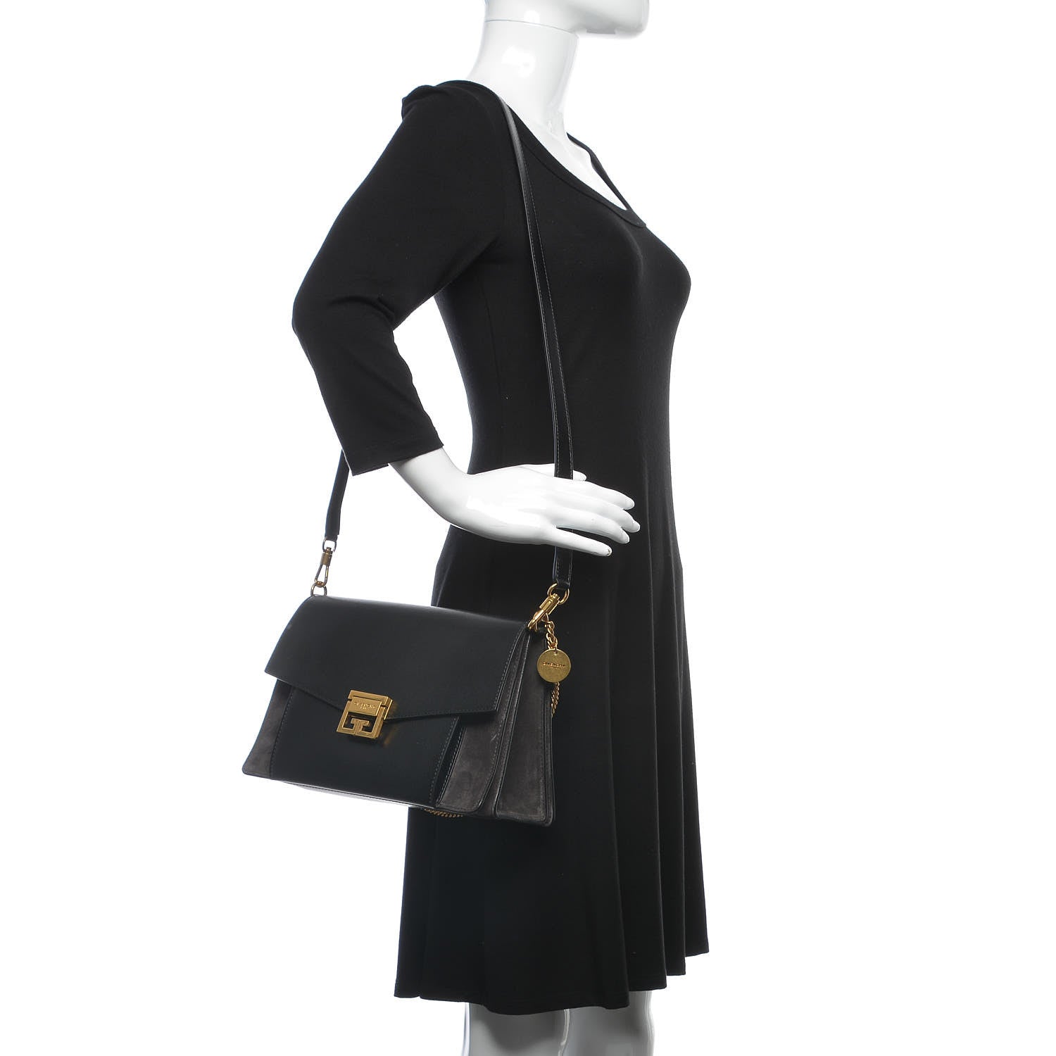 Givenchy Calfskin Suede Medium GV3 Flap Black 2 of 9