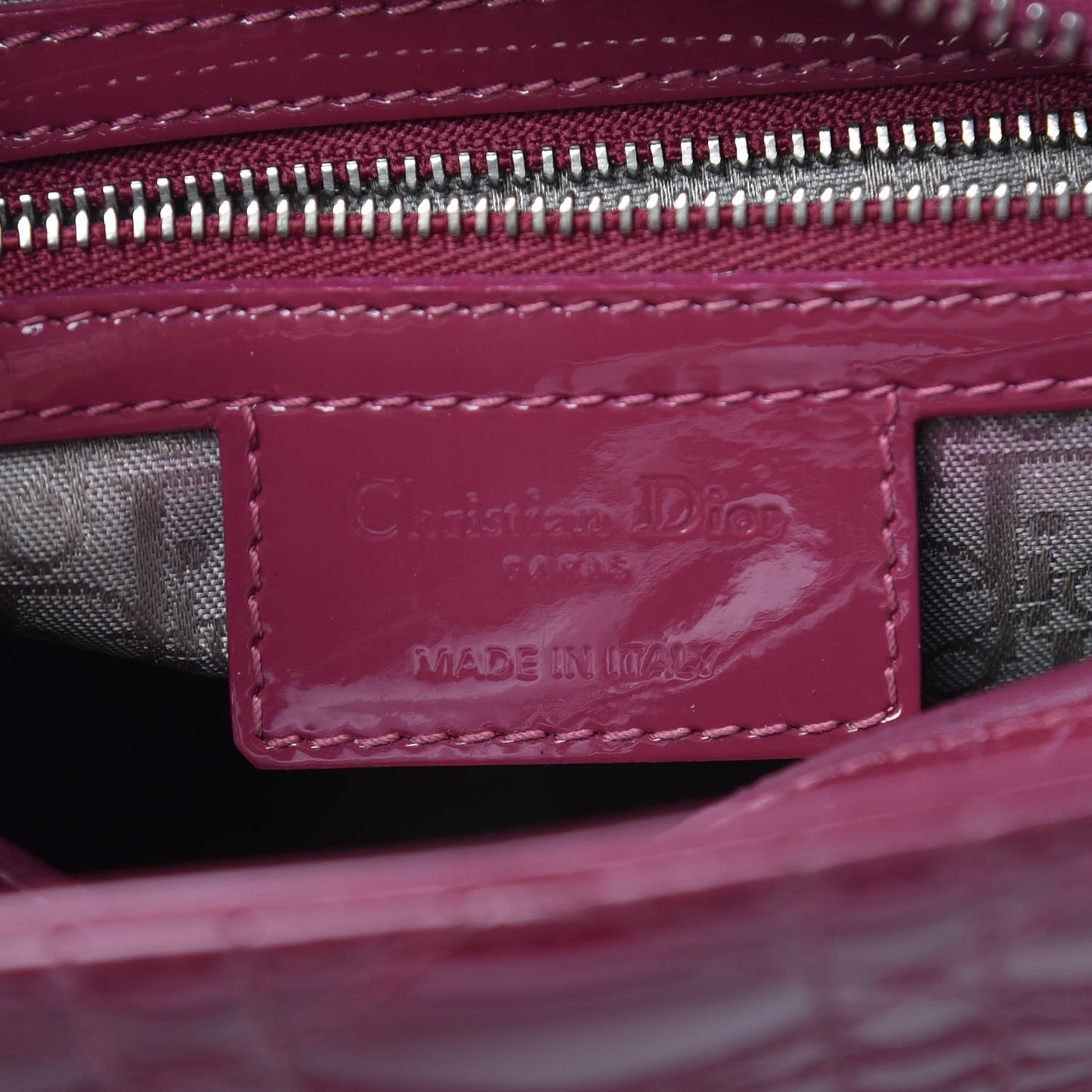 Patent Cannage Medium Lady Dior Dark Pink