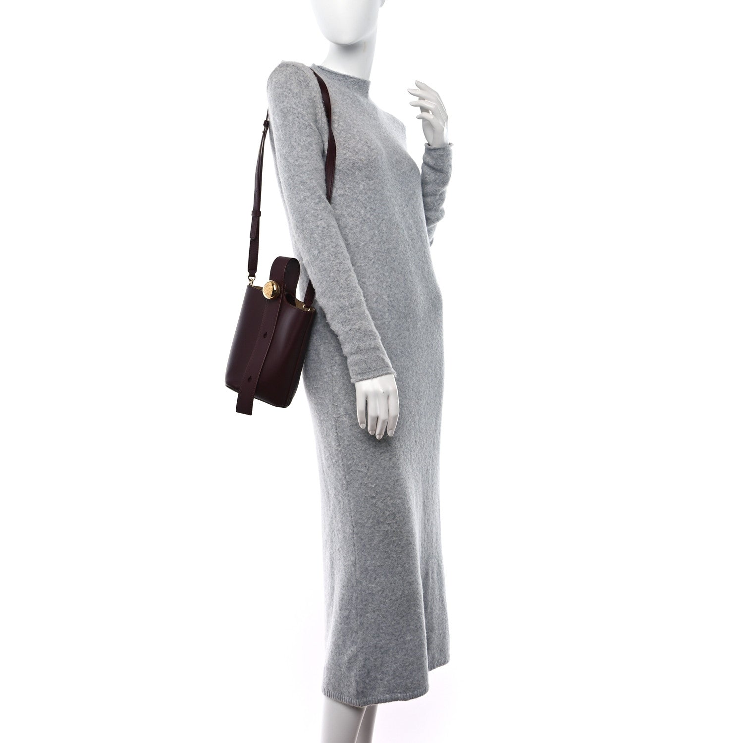 Loewe Calfskin Mini Pebble Bucket Bag Dark Burgundy 2 of 9