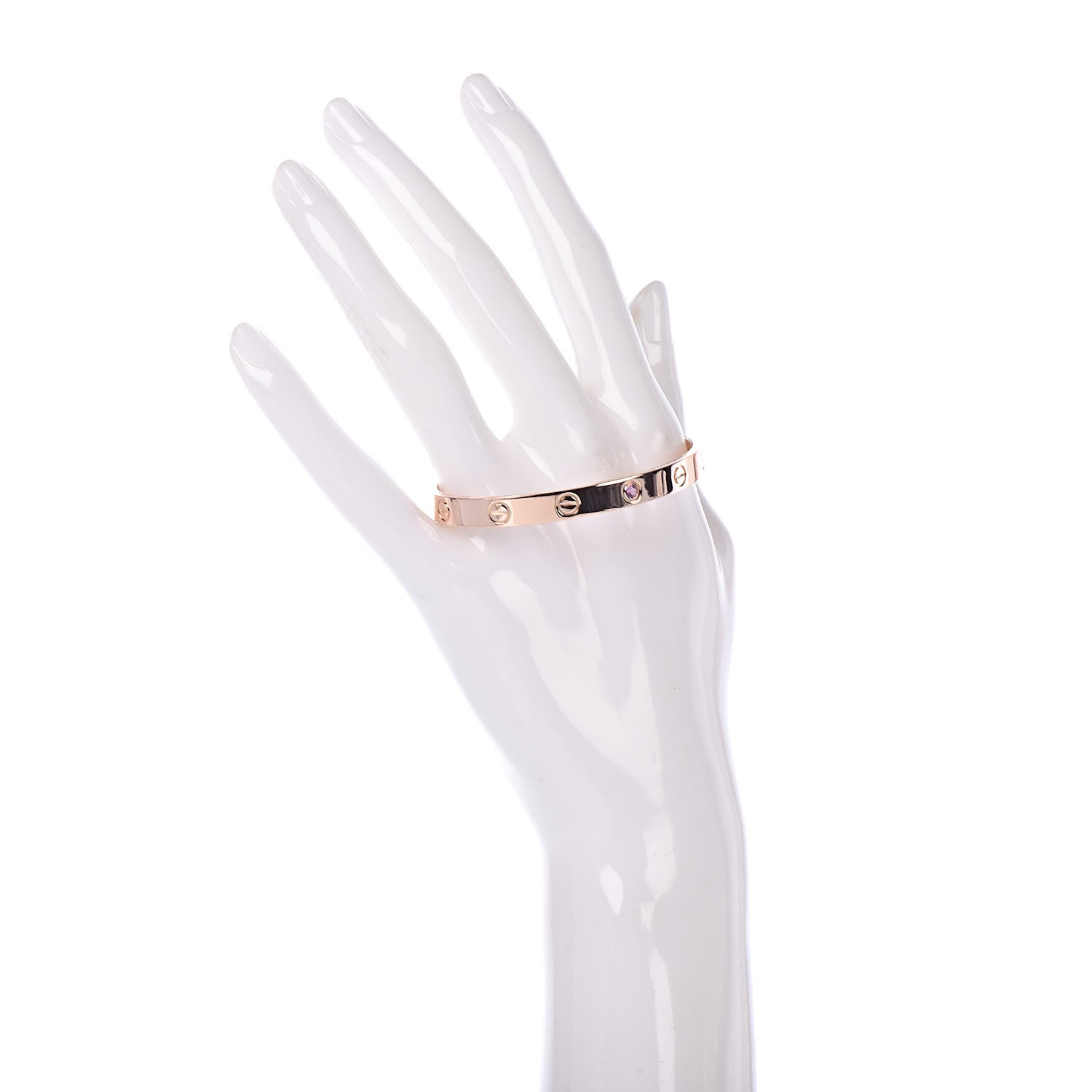 Cartier 18K Pink Gold Pink Sapphire LOVE Cuff Bracelet 17 2 of 5
