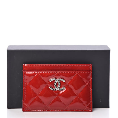 Chanel Patent Quilted Brilliant Card Holder Red 9 of 9