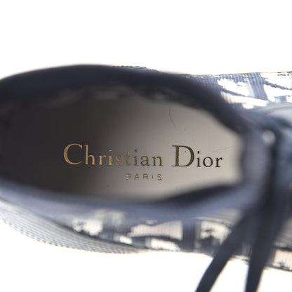Christian Dior Technical Canvas Mesh Calfskin Womens Oblique Walk'n Dior High Top Sneakers 36.5 Deep Blue 7 of 11