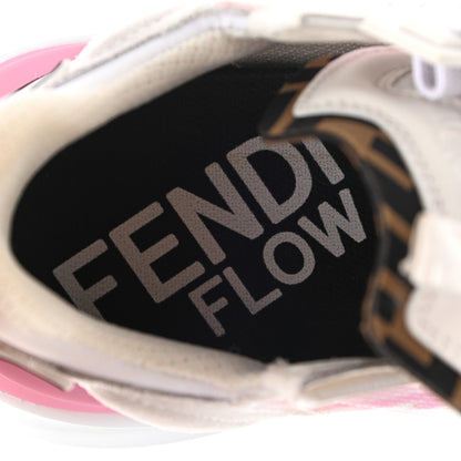Fendi X SARAH COLEMAN Nylon Suede Lycra FF Vertigo Fendi Flow Low Top Sneakers 38 Transparent Rosa White 8 of 13