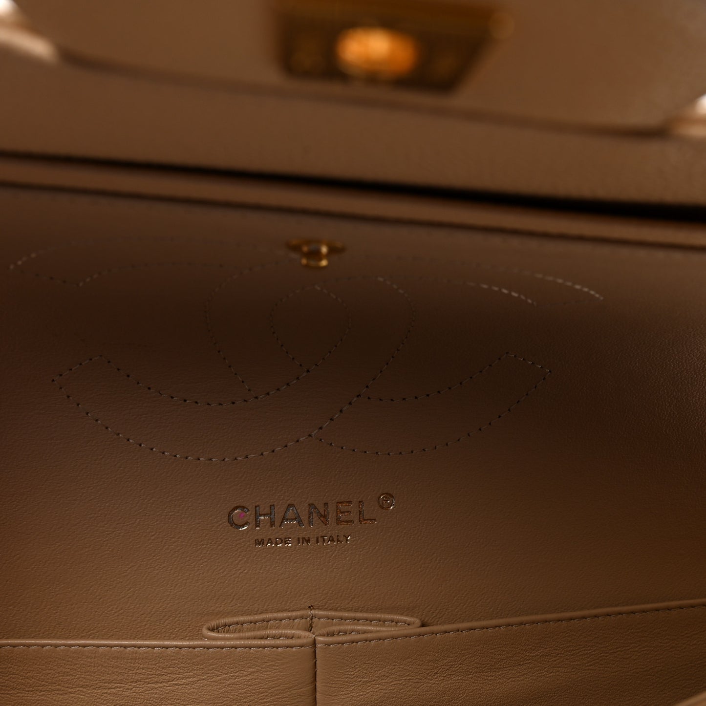 Caviar Quilted Jumbo Double Flap Light Beige