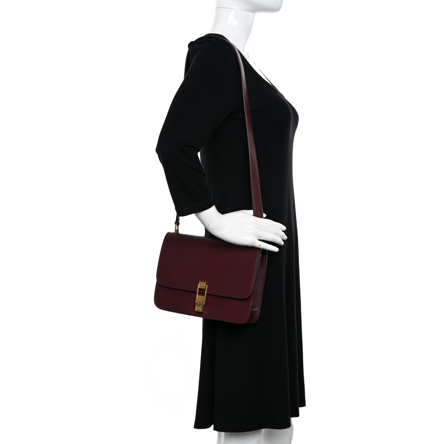 Saint Laurent Smooth Calfskin Le Carre Satchel Opyum Red 2 of 12