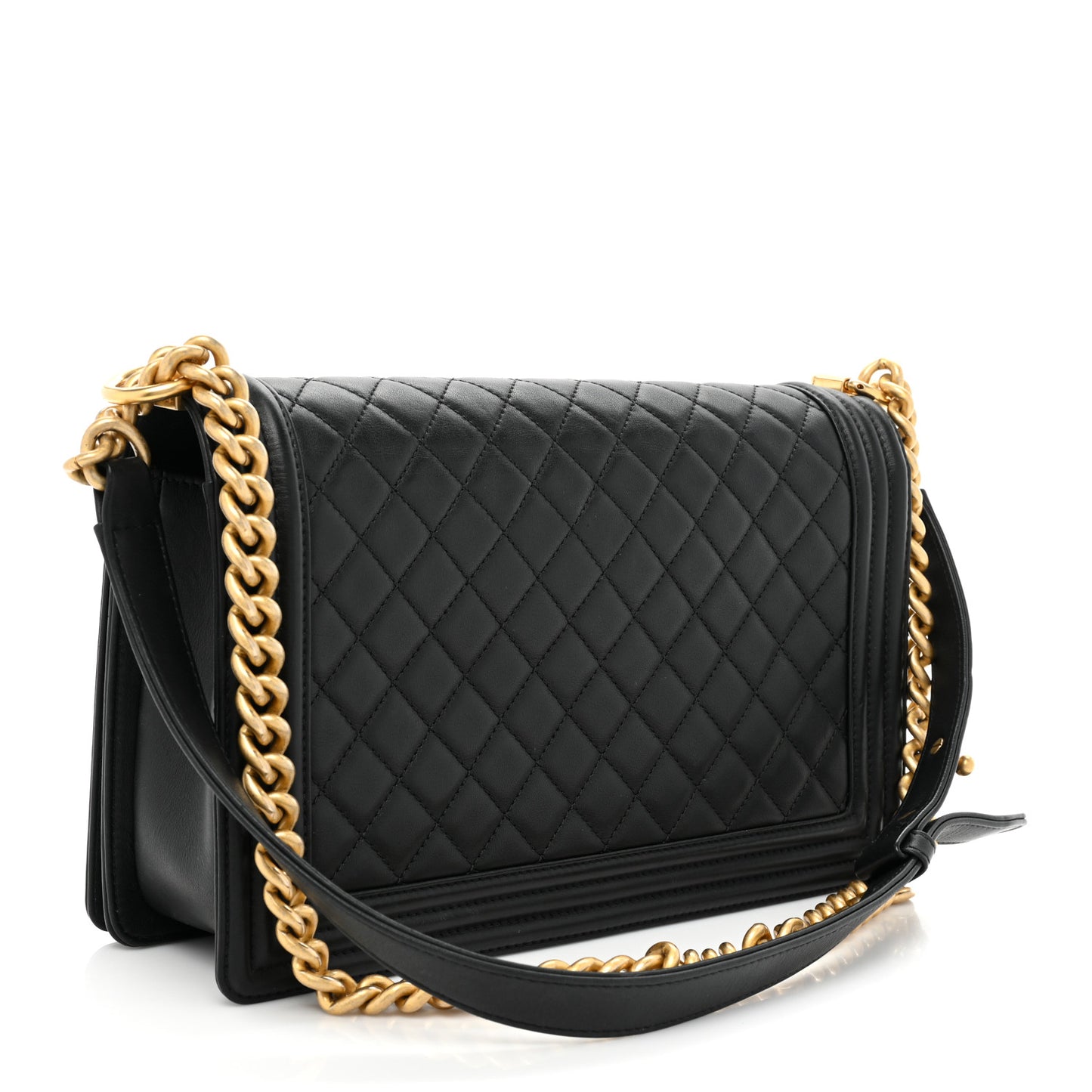 Calfskin Quilted New Medium Boy Flap Black