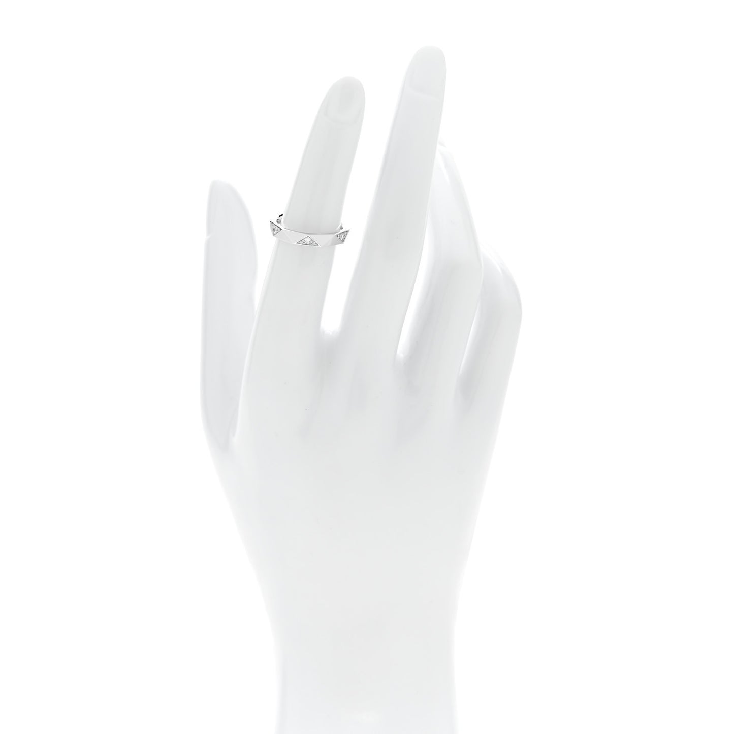 18K White Gold Diamond Laurence Graff Faceted Signature Wedding Band Ring 48 4.5