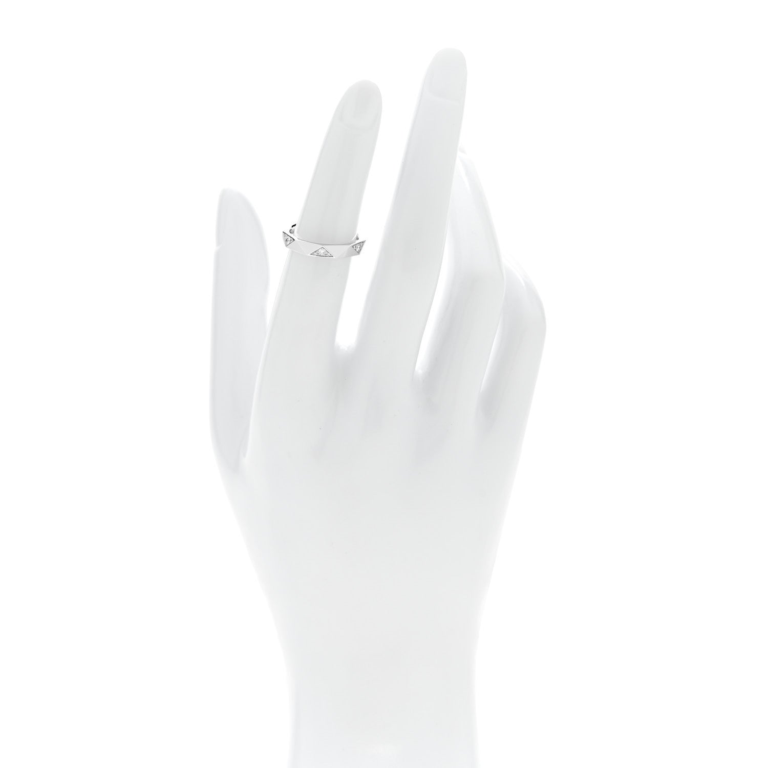 Graff 18K White Gold Diamond Laurence Graff Faceted Signature Wedding Band Ring 48 4.5 2 of 6