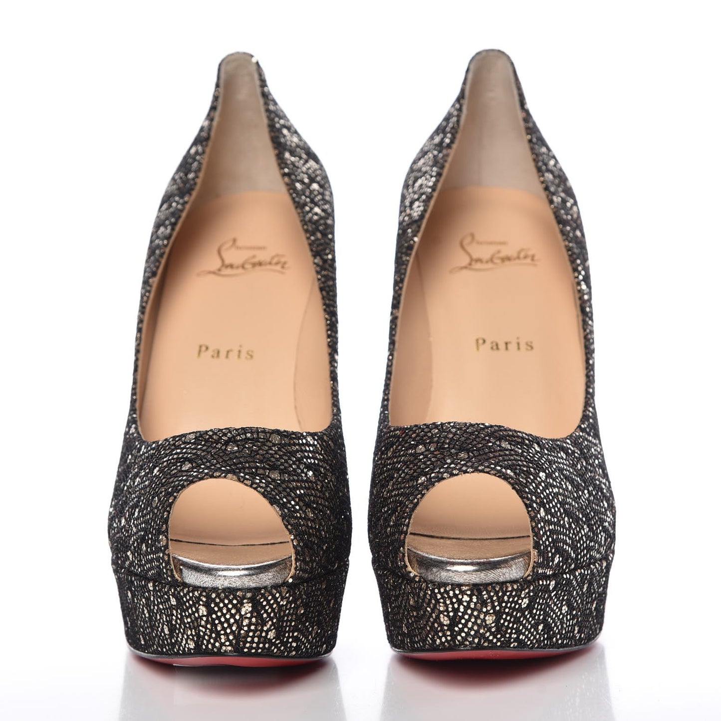 Glitter Palace SP Oxyde Fetish Peep 130 Pumps 39 Platine Silver