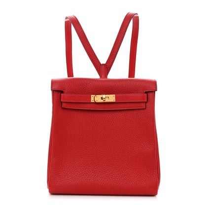 Hermes Taurillon Clemence Kelly Ado Backpack Rouge Casaque 1 of 12