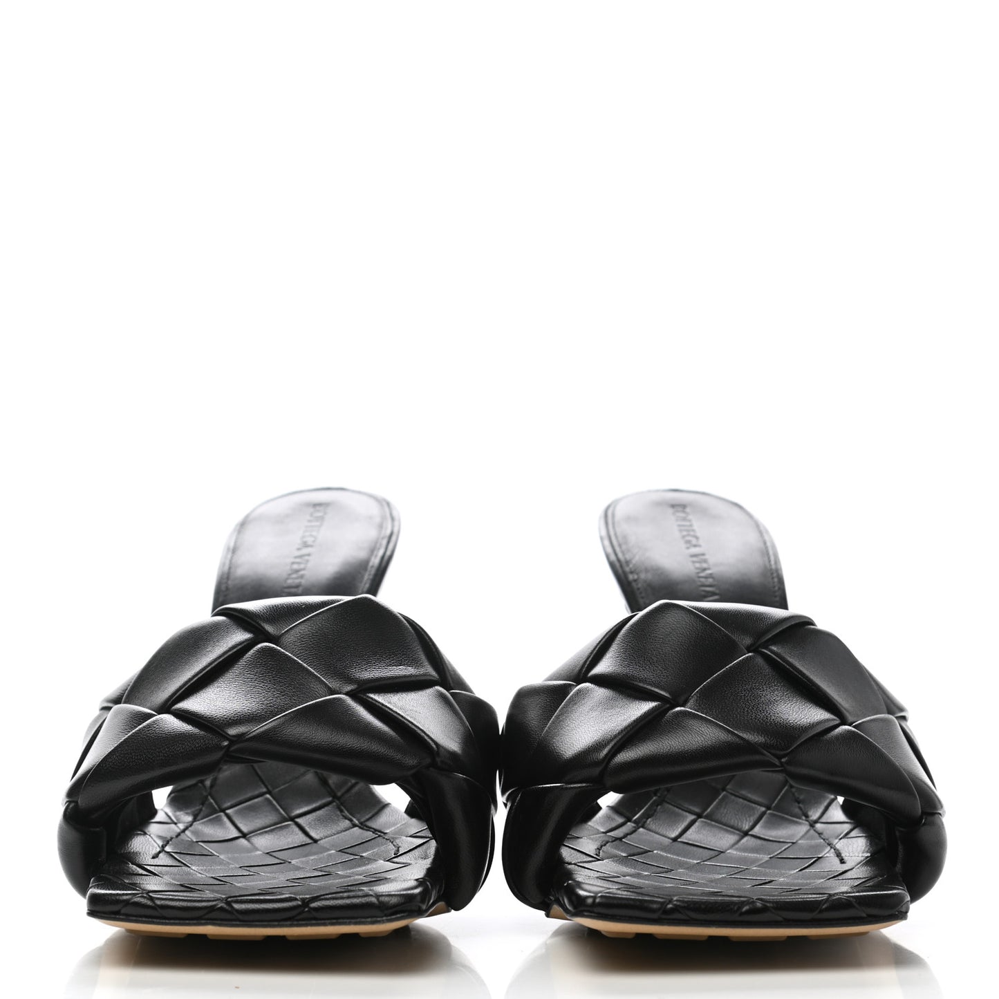 Nappa Maxi Intrecciato Lido Mule Sandals 38.5 Black