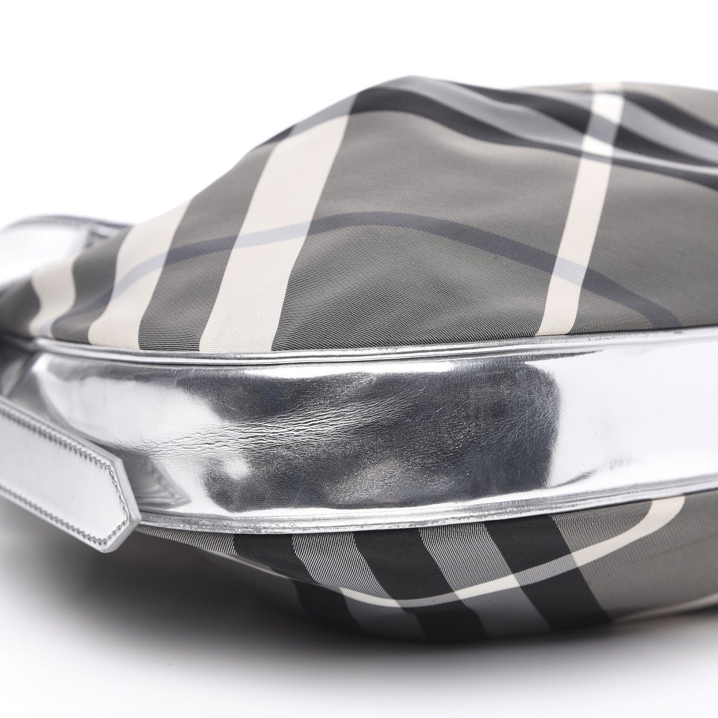 Metallic Beat Check Small Brooklyn Hobo Silver Black