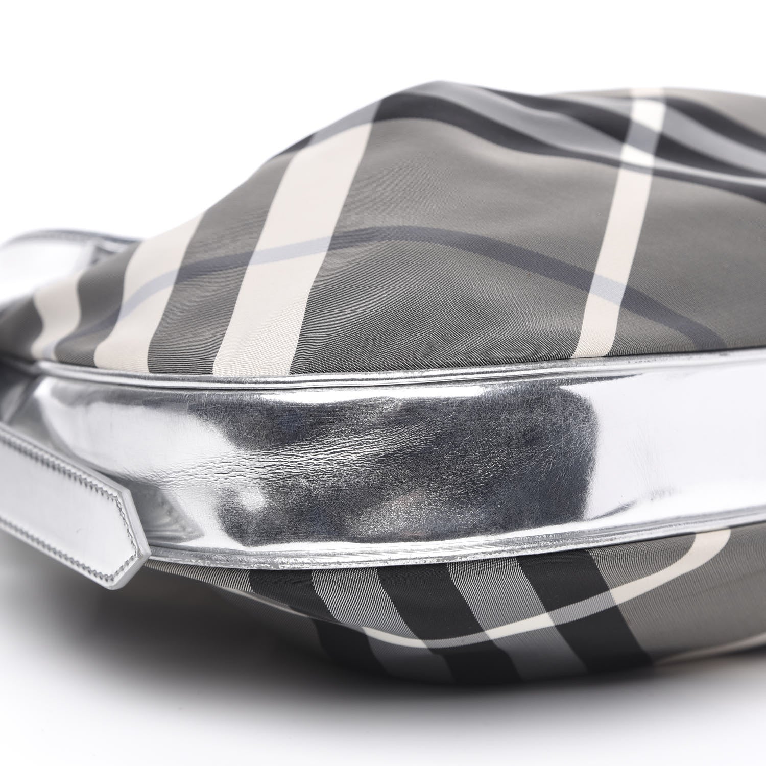 Burberry Metallic Beat Check Small Brooklyn Hobo Silver Black 8 of 14
